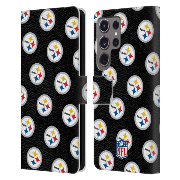 NFL Pittsburgh Steelers Artwork Patterns Leather Book Wallet Case Cover For Samsung Galaxy S24 Ultra 5G