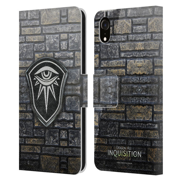EA Bioware Dragon Age Inquisition Graphics Distressed Crest Leather Book Wallet Case Cover For Apple iPhone XR
