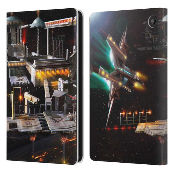 Anthony Christou Art Space Station Leather Book Wallet Case Cover For Amazon Fire 7 2022