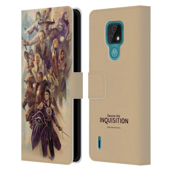 EA Bioware Dragon Age Inquisition Graphics Companions And Advisors Leather Book Wallet Case Cover For Motorola Moto E7