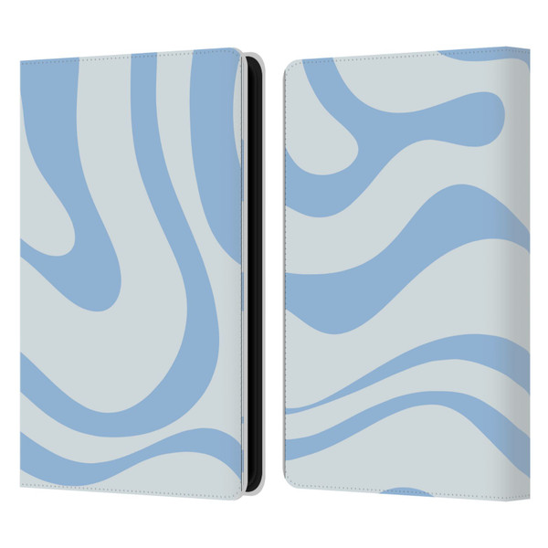 Kierkegaard Design Studio Art Blue Abstract Swirl Pattern Leather Book Wallet Case Cover For Amazon Kindle Paperwhite 5 (2021)