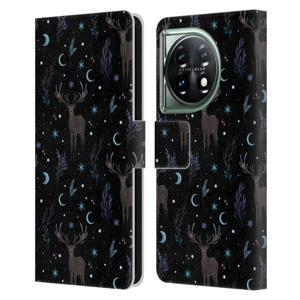 Episodic Drawing Art Winter Deer Pattern Leather Book Wallet Case Cover For OnePlus 11 5G