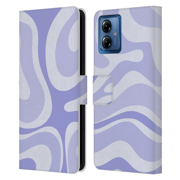 Kierkegaard Design Studio Art Modern Liquid Swirl Purple Leather Book Wallet Case Cover For Motorola Moto G14