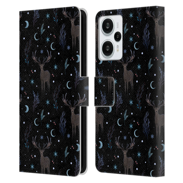 Episodic Drawing Art Winter Deer Pattern Leather Book Wallet Case Cover For Xiaomi Redmi Note 12T