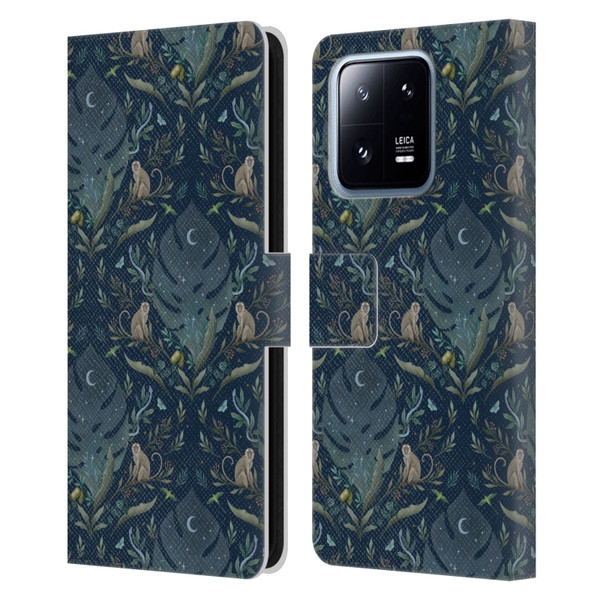 Episodic Drawing Art Monkey Tropical Light Pattern Leather Book Wallet Case Cover For Xiaomi 13 Pro 5G