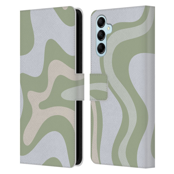 Kierkegaard Design Studio Art Retro Swirl Abstract Sage Leather Book Wallet Case Cover For Samsung Galaxy M14 5G