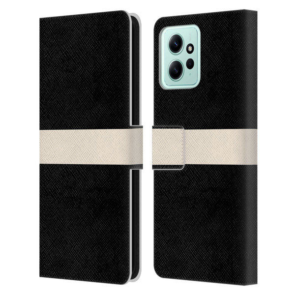 Kierkegaard Design Studio Art Stripe Minimalist Black Cream Leather Book Wallet Case Cover For Xiaomi Redmi 12