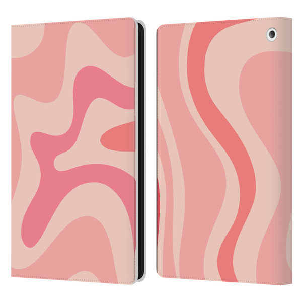 Kierkegaard Design Studio Retro Abstract Patterns Soft Pink Liquid Swirl Leather Book Wallet Case Cover For Amazon Fire HD 8/Fire HD 8 Plus 2020