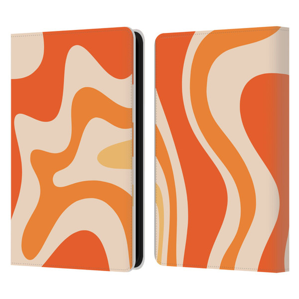 Kierkegaard Design Studio Retro Abstract Patterns Tangerine Orange Tone Leather Book Wallet Case Cover For Amazon Kindle 11th Gen 6in 2022