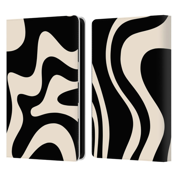 Kierkegaard Design Studio Retro Abstract Patterns Black Almond Cream Swirl Leather Book Wallet Case Cover For Amazon Kindle Paperwhite 5 (2021)