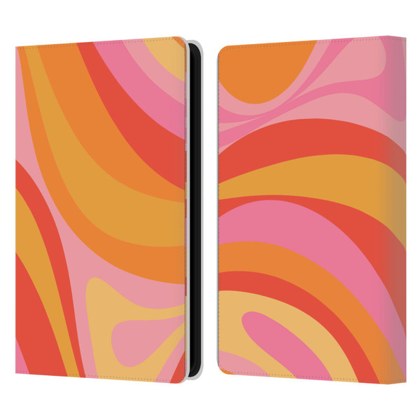 Kierkegaard Design Studio Retro Abstract Patterns Pink Orange Yellow Swirl Leather Book Wallet Case Cover For Amazon Kindle Paperwhite 5 (2021)