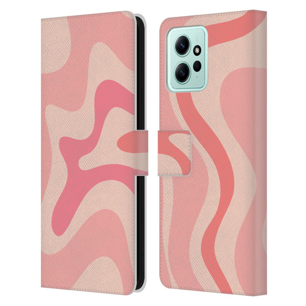 Kierkegaard Design Studio Retro Abstract Patterns Soft Pink Liquid Swirl Leather Book Wallet Case Cover For Xiaomi Redmi 12