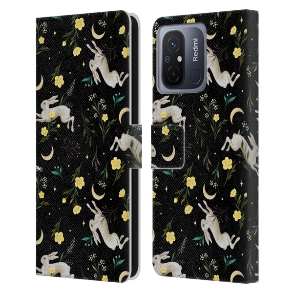Episodic Drawing Pattern Bunny Night Leather Book Wallet Case Cover For Xiaomi Redmi 12C