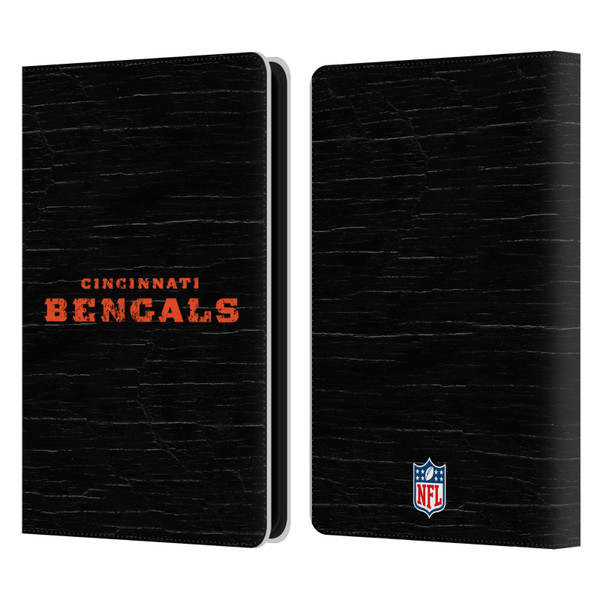 NFL Cincinnati Bengals Logo Distressed Look Leather Book Wallet Case Cover For Amazon Kindle Paperwhite 5 (2021)