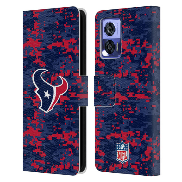 NFL Houston Texans Graphics Digital Camouflage Leather Book Wallet Case Cover For Motorola Edge 30 Neo 5G