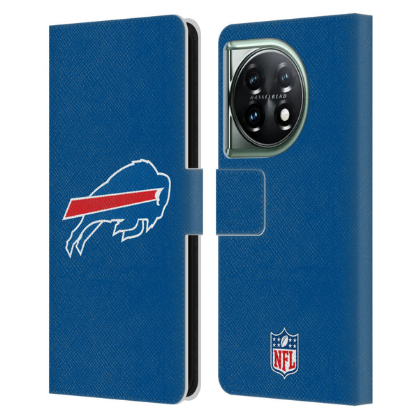 NFL Buffalo Bills Logo Plain Leather Book Wallet Case Cover For OnePlus 11 5G