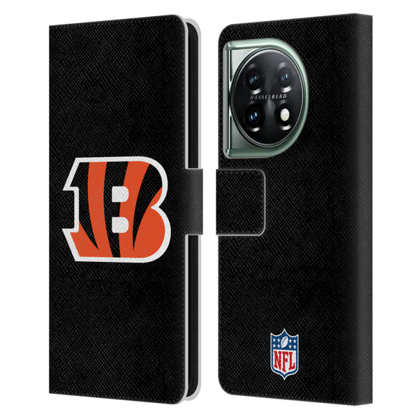 NFL Cincinnati Bengals Logo Plain Leather Book Wallet Case Cover For OnePlus 11 5G