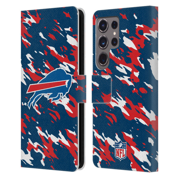 NFL Buffalo Bills Logo Camou Leather Book Wallet Case Cover For Samsung Galaxy S24 Ultra 5G