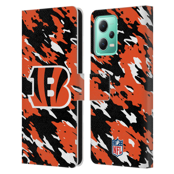 NFL Cincinnati Bengals Logo Camou Leather Book Wallet Case Cover For Xiaomi Redmi Note 12 5G