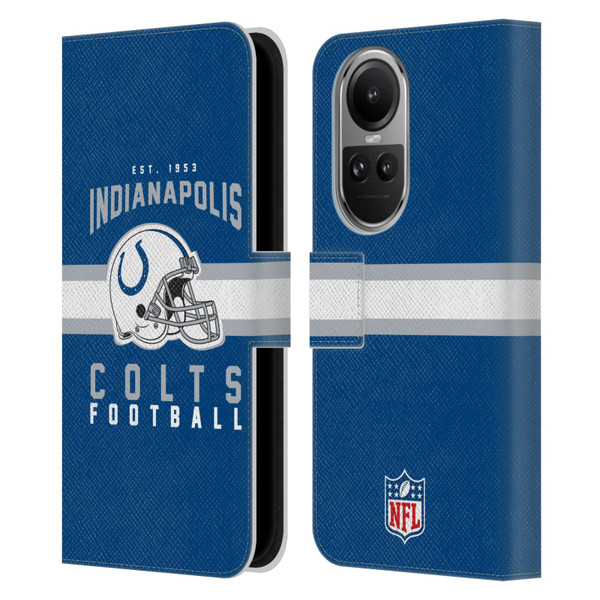NFL Indianapolis Colts Graphics Helmet Typography Leather Book Wallet Case Cover For OPPO Reno10 5G / Reno10 Pro 5G