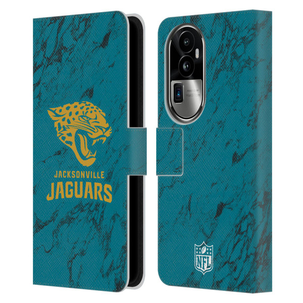 NFL Jacksonville Jaguars Graphics Coloured Marble Leather Book Wallet Case Cover For OPPO Reno10 Pro+