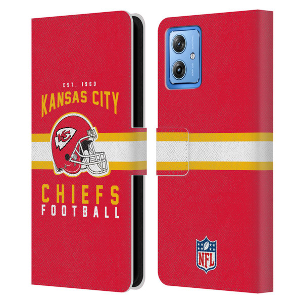 NFL Kansas City Chiefs Graphics Helmet Typography Leather Book Wallet Case Cover For Motorola Moto G54 5G