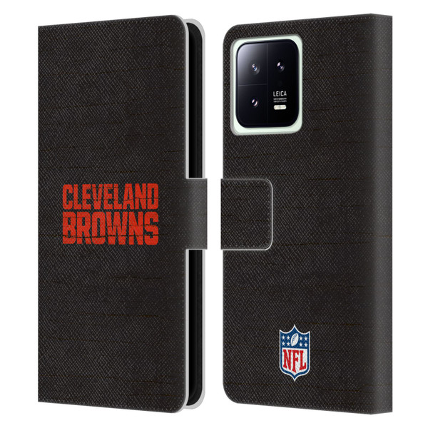 NFL Cleveland Browns Logo Distressed Look Leather Book Wallet Case Cover For Xiaomi 13 5G