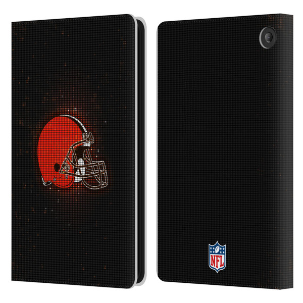 NFL Cleveland Browns Artwork LED Leather Book Wallet Case Cover For Amazon Fire 7 2022