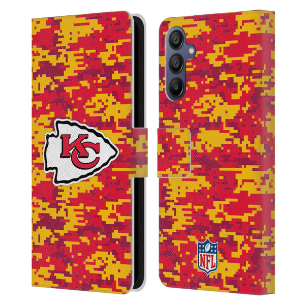 NFL Kansas City Chiefs Graphics Digital Camouflage Leather Book Wallet Case Cover For Samsung Galaxy A15