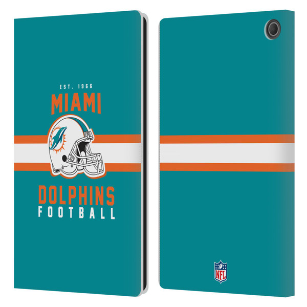 NFL Miami Dolphins Graphics Helmet Typography Leather Book Wallet Case Cover For Amazon Fire Max 11 2023