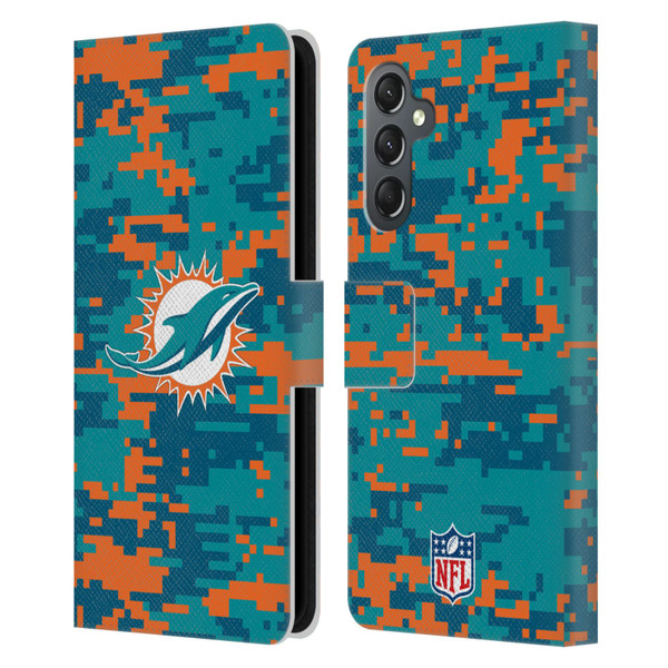 NFL Miami Dolphins Graphics Digital Camouflage Leather Book Wallet Case Cover For Samsung Galaxy A25 5G