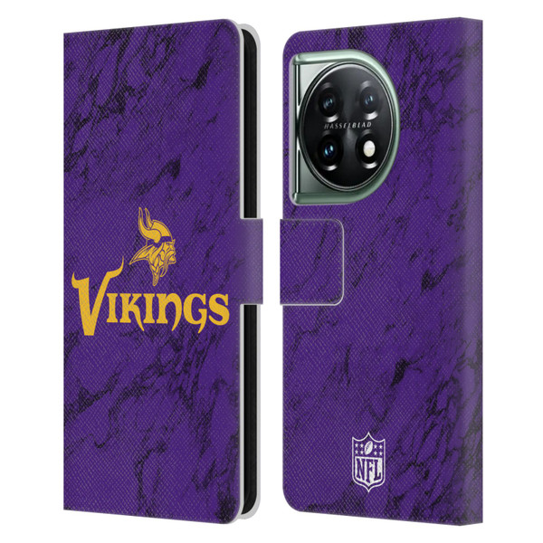 NFL Minnesota Vikings Graphics Coloured Marble Leather Book Wallet Case Cover For OnePlus 11 5G