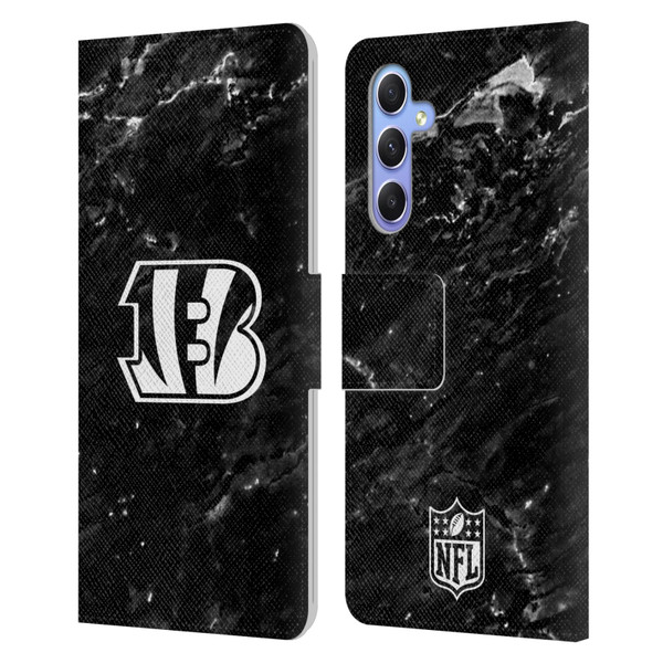 NFL Cincinnati Bengals Artwork Marble Leather Book Wallet Case Cover For Samsung Galaxy A34 5G