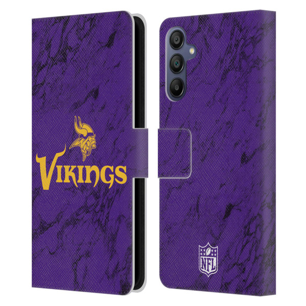 NFL Minnesota Vikings Graphics Coloured Marble Leather Book Wallet Case Cover For Samsung Galaxy A15