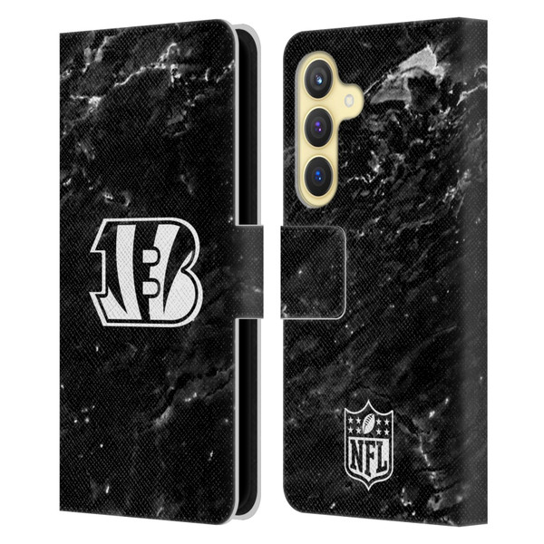 NFL Cincinnati Bengals Artwork Marble Leather Book Wallet Case Cover For Samsung Galaxy S24 5G