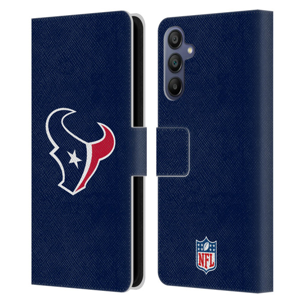 NFL Houston Texans Logo Plain Leather Book Wallet Case Cover For Samsung Galaxy A15