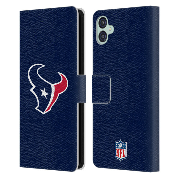NFL Houston Texans Logo Plain Leather Book Wallet Case Cover For Samsung Galaxy M04 5G / A04e