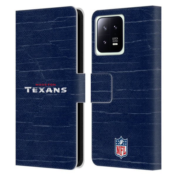 NFL Houston Texans Logo Distressed Look Leather Book Wallet Case Cover For Xiaomi 13 5G