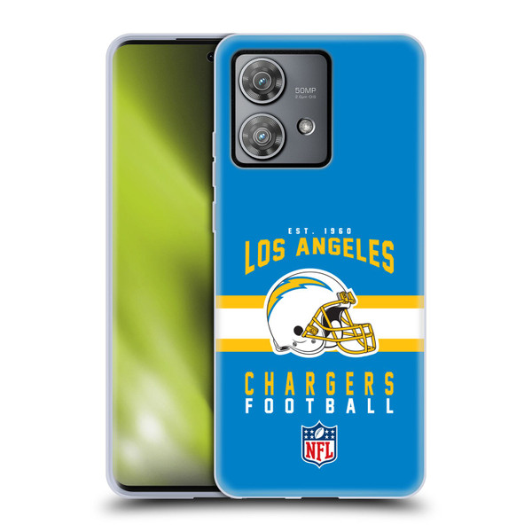 NFL Los Angeles Chargers Graphics Helmet Typography Soft Gel Case for Motorola Edge 40 Neo 5G