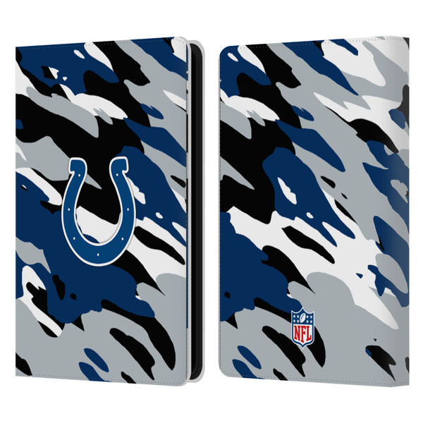 NFL Indianapolis Colts Logo Camou Leather Book Wallet Case Cover For Amazon Kindle Paperwhite 5 (2021)