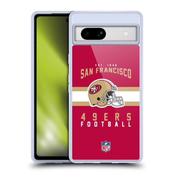 NFL San Francisco 49ers Graphics Helmet Typography Soft Gel Case for Google Pixel 7a