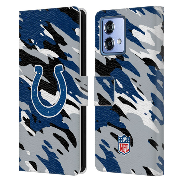 NFL Indianapolis Colts Logo Camou Leather Book Wallet Case Cover For Motorola Moto G84 5G