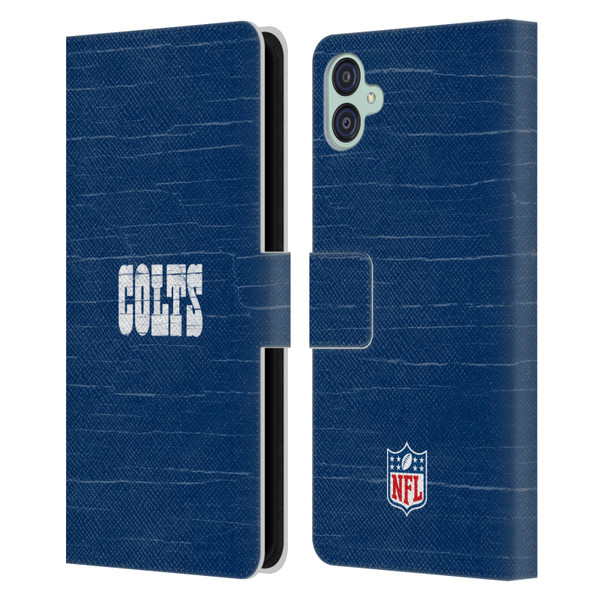 NFL Indianapolis Colts Logo Distressed Look Leather Book Wallet Case Cover For Samsung Galaxy M04 5G / A04e