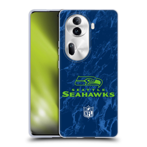 NFL Seattle Seahawks Graphics Coloured Marble Soft Gel Case for OPPO Reno11 Pro