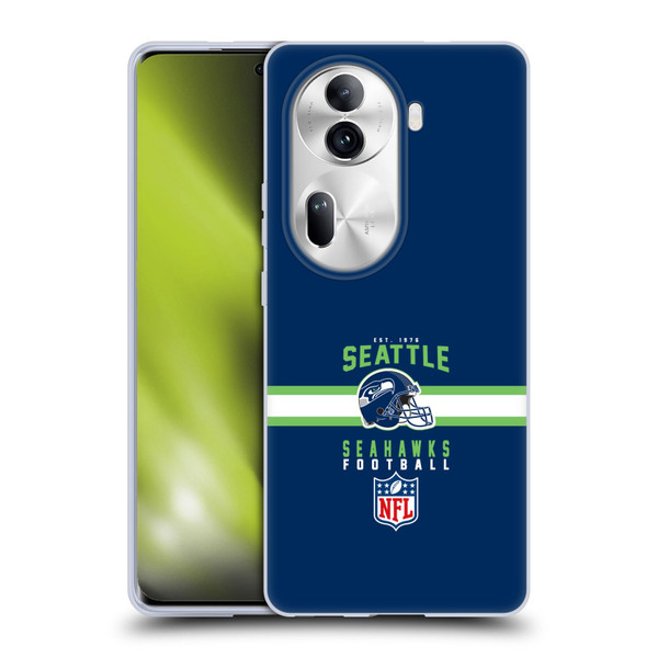 NFL Seattle Seahawks Graphics Helmet Typography Soft Gel Case for OPPO Reno11 Pro