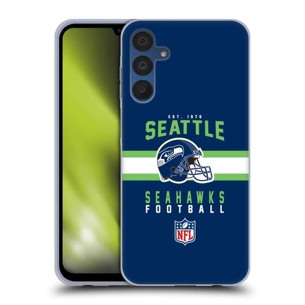 NFL Seattle Seahawks Graphics Helmet Typography Soft Gel Case for Samsung Galaxy A15