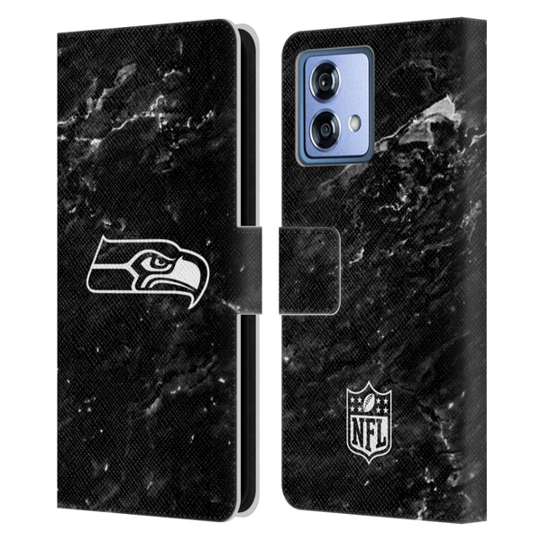 NFL Seattle Seahawks Artwork Marble Leather Book Wallet Case Cover For Motorola Moto G84 5G