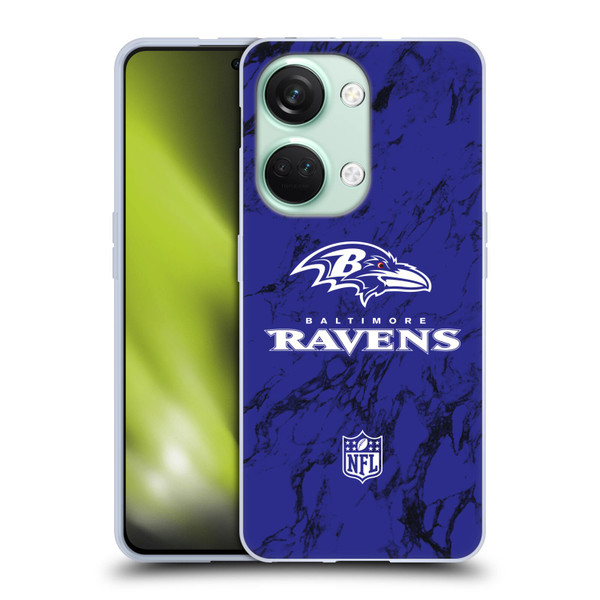 NFL Baltimore Ravens Graphics Coloured Marble Soft Gel Case for OnePlus Nord 3 5G