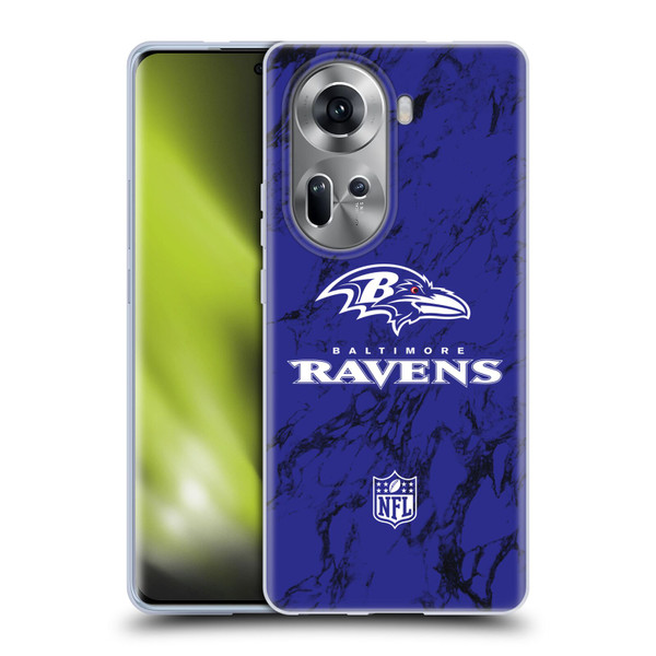 NFL Baltimore Ravens Graphics Coloured Marble Soft Gel Case for OPPO Reno11