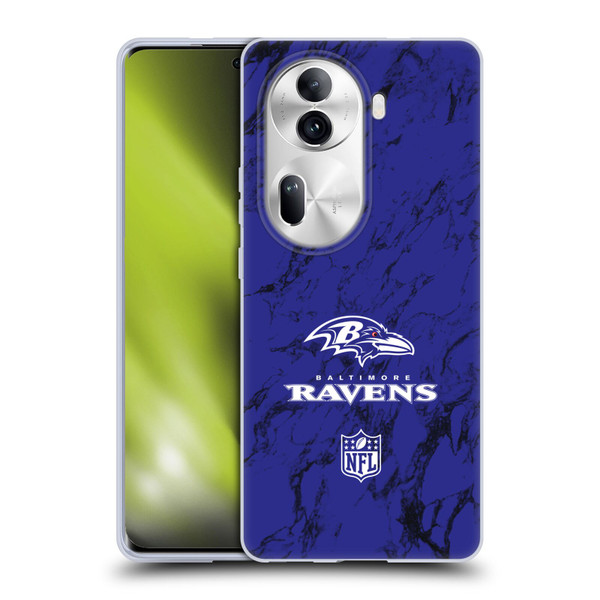 NFL Baltimore Ravens Graphics Coloured Marble Soft Gel Case for OPPO Reno11 Pro